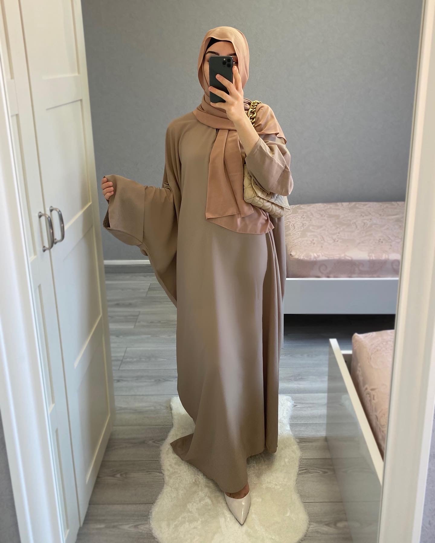 Abaya papillon Beige