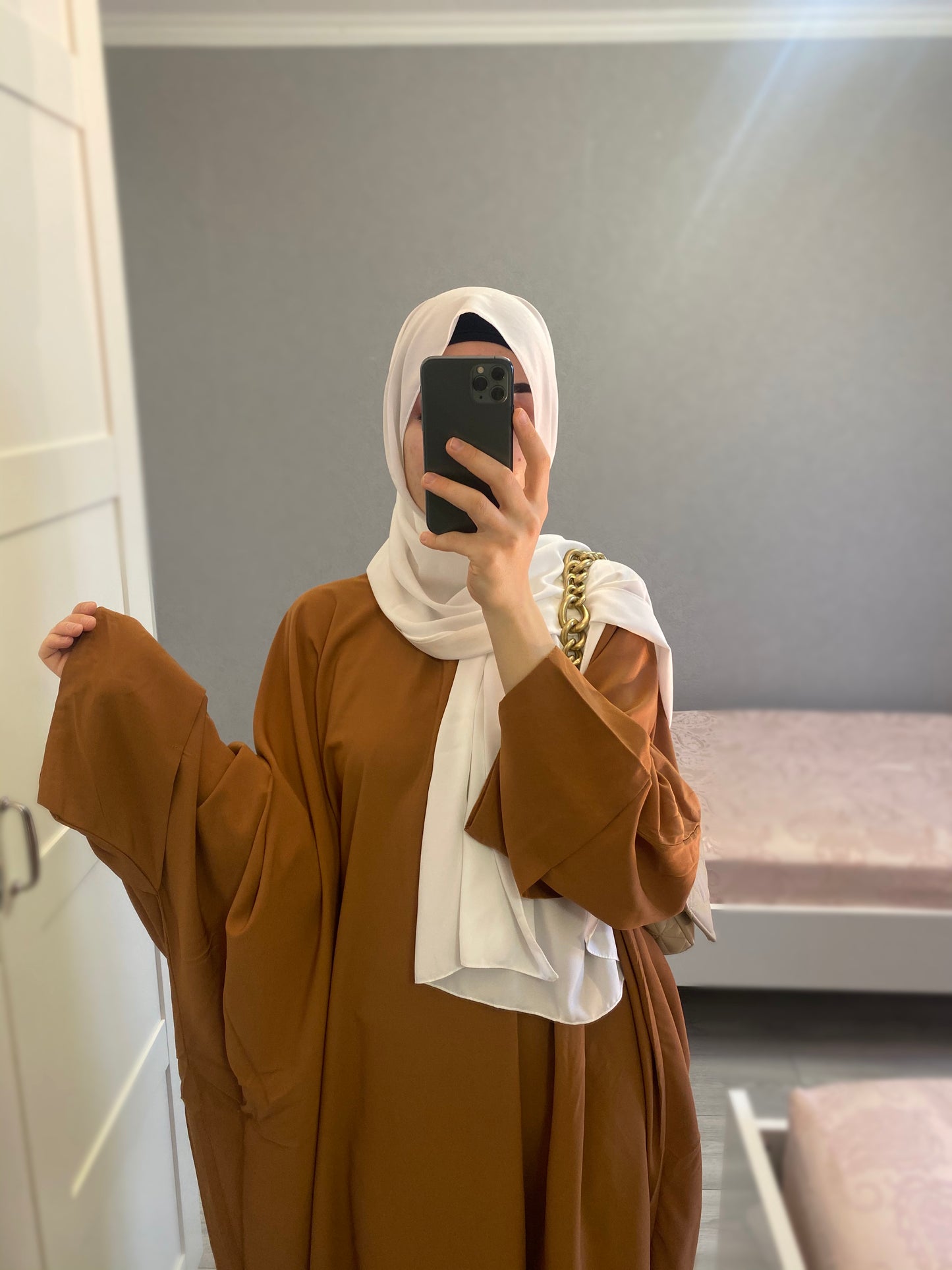 Abaya papillon Camel